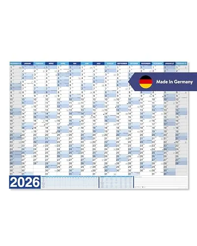 Wandkalender XXL 2026 | 15 Monate Dez 2025 - Feb 2027 | Papier 250gr / matt | GEROLLT ohne Falten | inkl. Mondphasen, Schulferien, Feiertage | Büro Jahreskalender Wandplaner Office | 140 x 100 cm