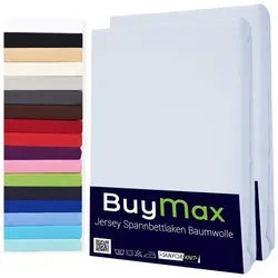 Buymax® Spannbettlaken 100x200cm Doppelpack - 100% Baumwolle - Hochwertige Spannbetttücher in Weiß, aus 100% Baumwolle, geeignet für Matratzen bis 25 cm. Faltenfreier Sitz dank Rundumgummi und pflegeleicht bei 60 °C waschbar.