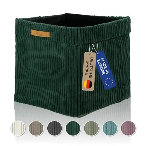 Lycce Regalkorb Kallax Boxen Cord - Faltbare Aufbewahrungsbox in Grün - Regalkörbe aus Cordstoff, faltbar und ideal für eine stilvolle Aufbewahrung. Perfekt für dein Zuhause oder Büro.
