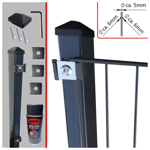 Fischer und Adamek Doppelstabmattenzaun Anthrazit 830 mm, Komplett Set - Zaunelemente aus verzinktem und pulverbeschichtetem Stahl, robust und langlebig, ideal für die Gestaltung von Garten und Grundstück.