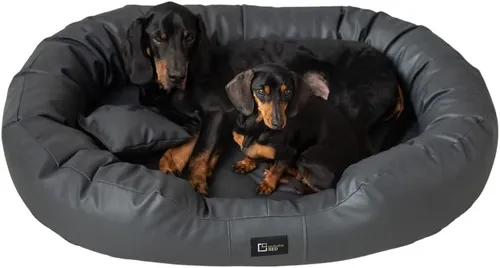 Exclusive Bed Hundebett NANCY – Orthopädisches Kunstleder - Komfortables Hundebett in Bootsform, rutschfest und wasserabweisend. Ideal für jeden Hund, um sich sicher und geborgen auszuruhen.