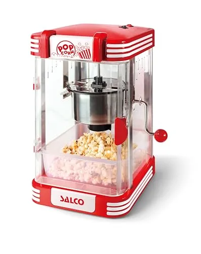 SALCO Popcornmaschine SNP-24, Edelstahlkessel, Eingebautes Rührsystem, inkl. Popcorn-Schale