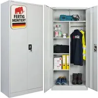 PROREGAL Flügeltürenschrank ELEPHANT - Abschließbar & Fertig Montiert, 180x80x40cm - Robuster Flügeltürenschrank aus pulverbeschichtetem Stahl mit 2 abschließbaren Türen. Ideal für sichere Aufbewahrung und sofort einsatzbereit – kein Aufbau nötig!
