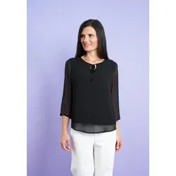 Chiffonbluse SEIDEL MODEN "Exklusiv bei OTTO" - Damen Gr. 40, Schwarz - Elegante Damen-Chiffonbluse aus luftigem Webstoff mit transparenten 3/4-Ärmeln. Ideal für einen casual Look und mit charmantem Bindeband. Made in Germany.