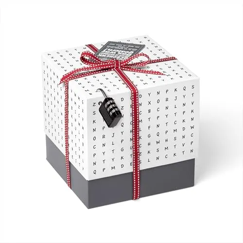 SURPRISA Geschenkbox, Rätselbox Geldgeschenke Verpackung, Gutscheine zum Geburtstag oder Hochzeit, Worträtsel, Größe M (16cm)