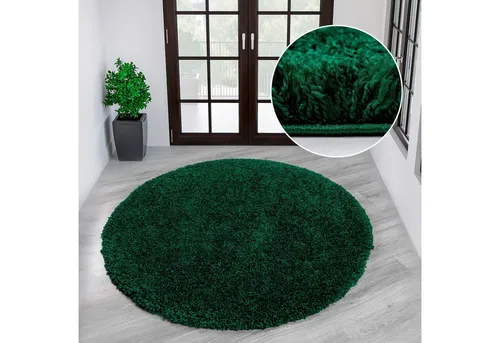 Teppich OTTO HOME "Viva rund" Gr. 10, dunkelgrün, Ø 190 cm - Der Hochflorteppich "Viva" von OTTO home bringt Gemütlichkeit in Ihr Zuhause. Mit seinem dichten, weichen Flor und einer Höhe von 45 mm ist er ideal für Wohn- und Eingangsbereiche. Pflegeleicht und strapazierfähig.