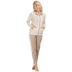 Consult-Tex Damen Hausanzug Homewear Suit DW100 - Beige/Braun (Spar-Set) - Bequemer Damenhausanzug in Beige/Braun, Größe 52/54, mit praktischen Eingrifftaschen und Kapuze. Ideal für entspannte Tage zu Hause.
