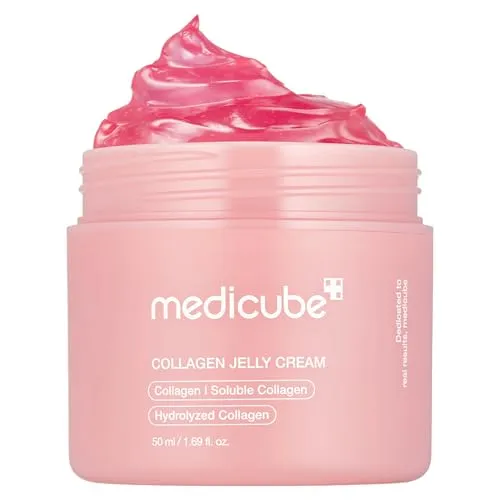 Medicube Collagen Jelly Cream 50ml – Straffende Feuchtigkeitspflege - Feuchtigkeitscreme mit 98% hydrolysiertem Kollagen, Niacinamid und Squalan für strahlende Haut. Ideal für alle Hauttypen, regenerierend und schnell einziehend.