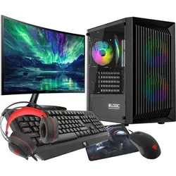 VIST Gaming PC Komplett Set Ryzen 5 RTX 3050 32GB SSD 1TB WIFI W11 24" - Desktop-PCs mit AMD Ryzen 5, NVIDIA RTX 3050 und 32GB RAM. Ideal für Gaming mit atemberaubendem curved 24" Monitor und blitzschneller 1TB SSD.