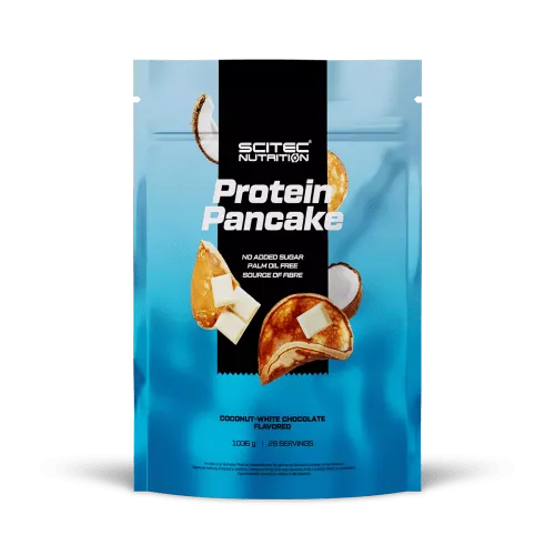 Scitec Nutrition Protein Pancake - Weiße Schokoladen-Kokosnuss - Sportnahrung, ballaststoffreiche und eiweißhaltige Pfannkuchen, ideal für diätbewusste Genießer und aktive Lebensstile.