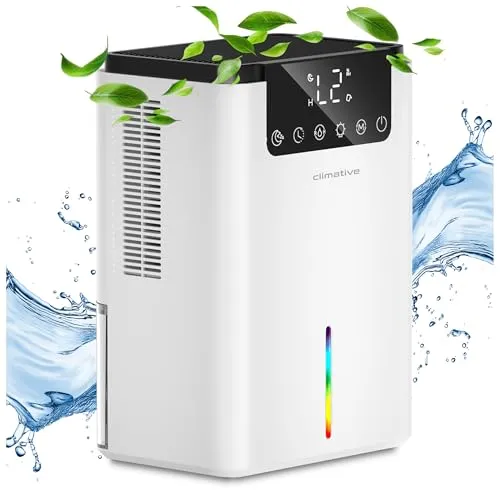 Luftentfeuchter Climative DH-070 Luxe UV 2000ML - Effizienter Lufttrockner mit leiser Peltier-Technologie und UV-Lampe, ideal für Badezimmer, um Schimmel und Allergene zu vermeiden.