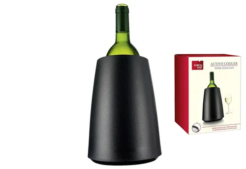 Vacu-Vin Flaschenkühler 3649460 Elegant - Aktiv-Weinkühler aus Edelstahl und Kunststoff, kühlt Getränke in nur 5 Minuten. Ideal für Bar & Cocktail-Liebhaber, einfach zu bedienen mit Kühlmanschette.