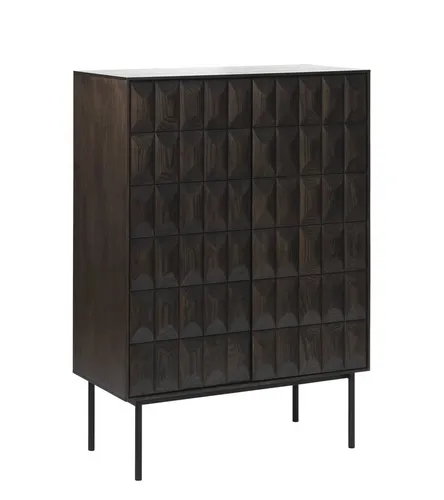 UNIQUE furniture A/S Highboard aus Eiche Furniert in dunkelbraun (B/H/T: 90x129x45 cm)
