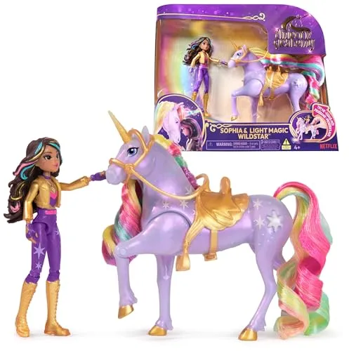 Unicorn Academy Light Unicorn und Sophia & Wildstar Figur - Figuren & Tiere – 2 bewegliche Figuren für kreatives Spielen, ideal für Kinder ab 4 Jahren, fördert Fantasie und Rollenspiele.