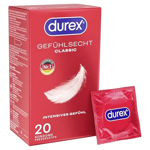 Durex Classic Kondome, 20 Stück - Zuverlässiger Schutz - Durex Classic Kondome, 20 Stück. Hochwertige Qualität für unbeschwerte Momente, bietet Sicherheit und Komfort in jeder Situation.