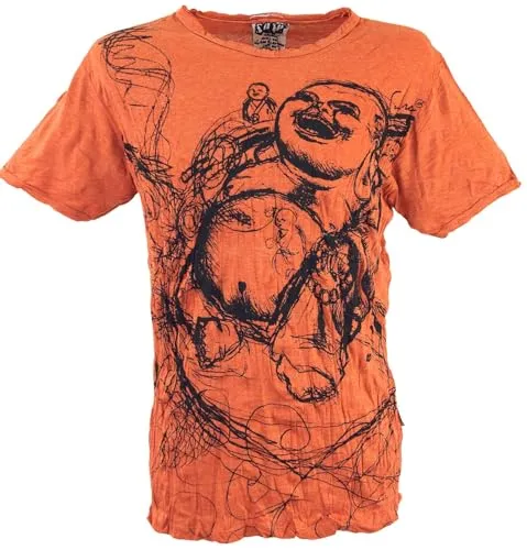 GURU SHOP Sure Herren T-Shirt Happy Buddha - Rostorange, Baumwolle, Size:XL