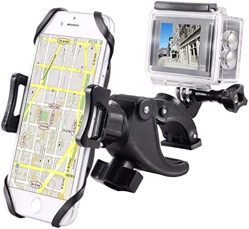 GENIE FORCE Genieforce Anti-Rutsch Universal 360°drehbar Handys and Smartphones Halterung für Fahrrad, Motorrad - Face ID/Touch ID kompatibel – Mit Halterung für GoPro Action Cameras - GFH01