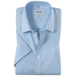 OLYMP Kurzarmhemd Level Five body fit unifarben blau 43 - Business- & Abendmode für Herren, klassisch geschnittenes Kurzarmhemd aus 97% Baumwolle, pflegeleicht und elastisch für optimalen Tragekomfort.