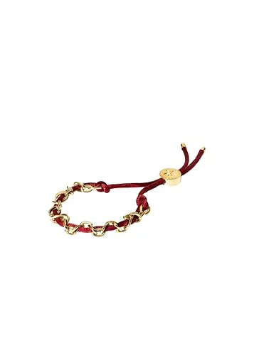 Purelei® Share Aloha Armband – Verstellbar in Gold - Elegantes Nylonarmband mit Ketten-Detail und graviertem Slider. Ein stilvolles Symbol für Freundschaft und Freude, aus langlebigem Edelstahl in 14K Vergoldung. Verstellbar von 16–20 cm für optimalen Tragekomfort.