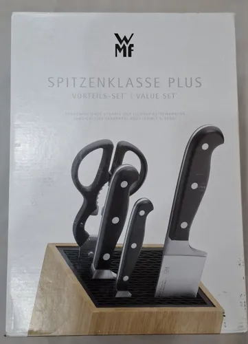 WMF Messerblock Edelstahl - 5-teiliges Set für Ihre Küche - Küchenmesser-Set mit 5 hochwertigen Edelstahl-Messern, ideal für Fleisch, Obst, Gemüse und Salat, perfekt für jede Küche.