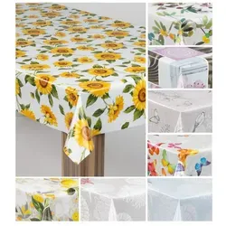 laro Wachstuch-Tischdecke Sonnenblumen Gelb Weiß 110x240 - IDEAL FÜR IHREN GARTENTISCH: Diese abwaschbare PVC-Tischdecke schützt vor Schmutz und Witterung. Strapazierfähig und UV-beständig, sorgt sie für langanhaltende Freude bei Ihren Mahlzeiten im Freien.