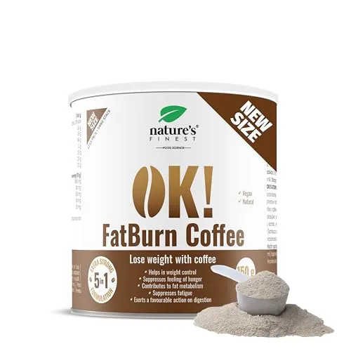 Nature's Finest OK! Fatburn Coffee - Fettverbrenner: Hochwertiger Instantkaffee mit L-Carnitin und Guarana, ideal für effektiven Gewichtsverlust und natürlichen Energieboost, vegan und glutenfrei.