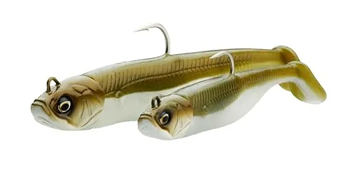 Savage Gear Savage Minnow - Lebendige Kicking Action, Stand-Up Jig Head Design, Ideal für Salzwasser- und Süßwasserangler, Perfekt für Raubfische wie Hecht, Barsch & Zander White Pearl Silver 12,5 cm