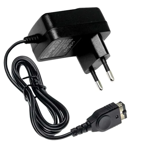 OcioDual Netzteil Ladekabel 2Pin EU Wandladeadapter Schwarz Kompatibel mit DS Game Boy Advance SP NDS GBASP Ladegerat Lade Kabel Europlug AC Charger