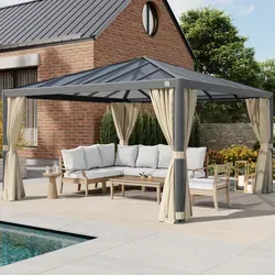 PRIMEYARD Gartenpavillon 4x4 m – Stabiler Alu-Rahmen mit Polycarbonat-Dach - Pavillons & Partyzelte, 100% wasserdicht mit einer Schneelast von bis zu 130 kg/m², ideal ganzjährig nutzbar und ausgezeichnet mit dem Red Dot Design Award.