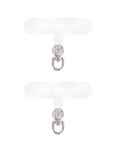 project-cb Phone Tether Tab 2 Pack,Universal Phone Lanyard Patch Without Adhesive,Phone Strap Replacement Part for Cell Phone (Transparent-Silber)