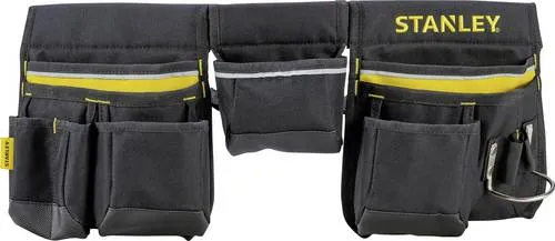 Stanley Werkzeuggürtel Nylon - Robuster Werkzeuggürtel aus 600 Denier Cordura-Nylon mit 2 Nageltaschen und Hammerhalter, ideal für Handwerker. Individuell anpassbar und mit gepolsterter Rückseite für optimalen Tragekomfort.