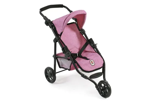 Bayer Chic 2000 Puppenbuggy Lola - Jogging-Buggy in Jeans Pink - Höhenverstellbarer Puppenbuggy für kleine Puppenmuttis, ideal für Puppen bis 50 cm. Mit verstellbarem Verdeck, Anschnallgurt und Gepäcknetz. Perfekt für unterwegs!