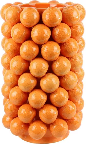 FURNARO Dekovase „Arancia“, große Keramikvase in leuchtendem Orange - Dekovase „Arancia“ – große Keramikvase mit strukturierter Oberfläche, ideal für mediterrane und moderne Einrichtungen. Bringt mit ihrem satten Orangeton Sonne in Ihr Zuhause!