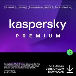 Kaspersky Premium 2024/2025 - 1 Gerät, 1 Jahr Download - Security-Suiten mit umfassendem Schutz für alle Geräte und ausgezeichneten Sicherheitsfunktionen wie Identitätsschutz, VPN und Malware-Erkennung. Ideal für Familien.