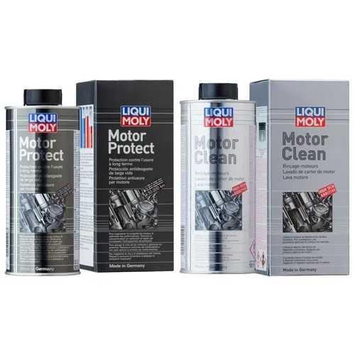 LIQUI MOLY Motorpflege Set: Motor Protect Additiv + MotorClean Motorspülung 500ml - Effektive Motorpflege für optimale Leistung und Sauberkeit. Ideal für den regelmäßigen Einsatz zur Unterstützung der Motorwartung.