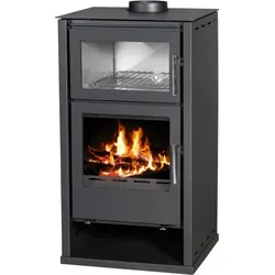 EEK A Kaminofen REGINA F mit Backofen und externer Luftzufuhr - Kaminöfen, energieeffizient mit A+, modernes Design und große Glasfront für besten Blick auf die Flamme. Hergestellt in der EU von Victoria, ideal für umweltfreundliches Heizen.