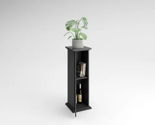 Container FMD "Essex", grau (matera) – Praktische Dekosäule - Vielseitige Dekosäule mit 1 variabel einsetzbarem Einlegeboden und 2 Fächern. Ideal zur Aufbewahrung und Dekoration. Maße: B:30cm H:88,5cm T:30cm, Gewicht: 12,2 kg. Pflegeleicht und einfach montierbar.