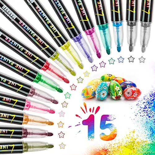 Goffii Glitzerstifte, Zauberstifte, 15 glänzende Konturenstifte Set, magische metallische Zauberstifte für Mitgebsel, Kindergeburtstag, Einschulung, Mädchen, Geschenke, Weihnachtskarten, Adventskalend