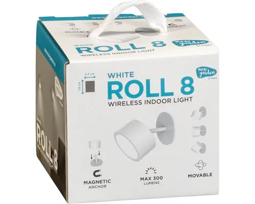 New Garden ROLL 8 BATTERY Deckenleuchte - Halogenlampe mit kabellosem Design, ideal für stimmungsvolle Beleuchtung im Garten oder auf der Terrasse.