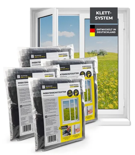 EASYmaxx Fliegengitter Fenster | Effektiver Mückenschutz ohne Bohren - Fensterabdeckungen mit klettbarem Insektenschutz für Fenster bis 150 x 180 cm – einfache Montage, klare Sicht und rückstandsfreies Entfernen!