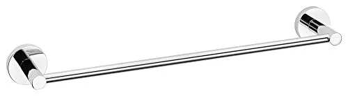 Tesa Handtuchhalter Exxcellent 40472, silber - Handtuchhalter zur Wandmontage, ohne Bohren dank Tesa Power Kit. Elegantes Design aus verchromtem Metall, Tragkraft bis 12 kg, ideal für Badezimmer und Küchen.