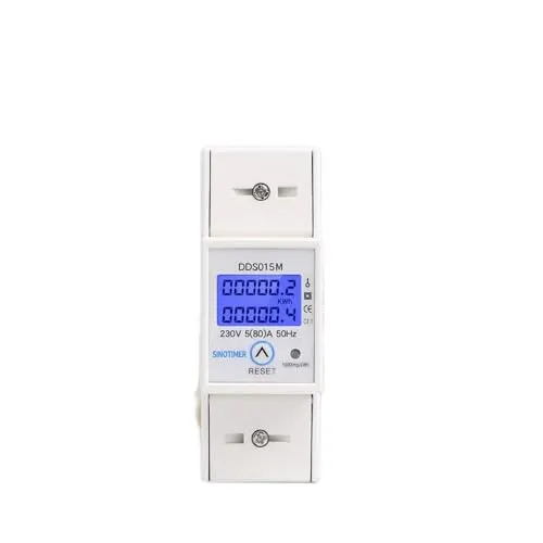 Vothen Einphasiger Energiezähler, Stromverbrauchsmonitor 80A 220V DIN LCD Digitaler Stromzähler, DIN-Schienen-Leistungsmesser mit Hintergrundbeleuchtung, MID-zertifiziert Watt-hour Meter Can Be Reset