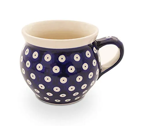 Bunzlauer keramik Böhmischer Kugelbecher XL – 420 ml – großer runder Kaffeebecher & Teetasse (Dekor 42)
