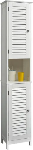 Hochschrank SAPHIR Quickset 928 - Badschrank 32 cm breit, 2 Türen, 3 Einlegeböden - Bad-Hochschrank im Landhaus-Stil, vielseitig mit 3 Einlegeböden für optimalen Stauraum, ideal für kleine Badezimmer.