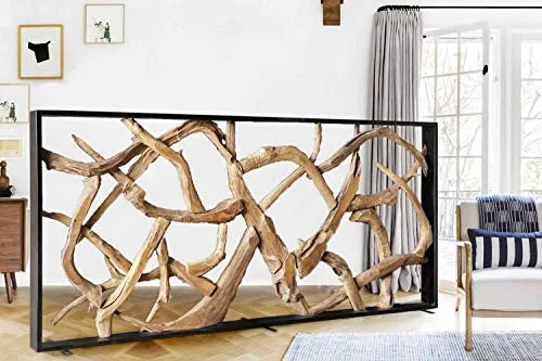 Holz Raumteiler 220x100cm Paravent Trennwand - Paravent für Wohnzimmer und Büro, aus hochwertigem Teakholz, bietet eleganten Sichtschutz und stilvolle Raumtrennung.
