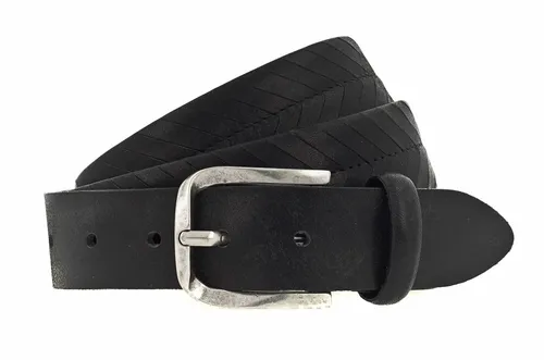 b.belt Vince Silver Ledergürtel W100 - Eleganter Ledergürtel für Damen - Damen Gürtel aus 100% Leder in Schwarz, bietet stilvolle Akzente für jedes Outfit und sorgt für perfekten Halt.