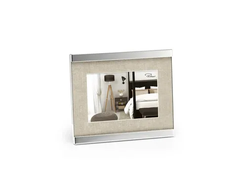 Philippi Design Bilderrahmen HOME - Moderner Metallrahmen mit Leinenpassepartout - Stylischer Bilderrahmen für 1 Bild im Format 13x18 cm. Ideal für die individuelle Präsentation Ihrer Lieblingsfotos. Freistehend und modern im Design.