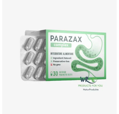 PARAZAX Complex - Natürliche Entgiftungskapseln - Kräuterextrakte zur Unterstützung des Wohlbefindens, alkoholfrei und mit natürlichen Zutaten. Ideal für Detox und enthält 30 Kapseln für eine tägliche Einnahme.