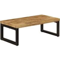 vidaXL Couchtisch aus Mango-Massivholz und Stahl 100x50x35 cm - Stilvoller Couchtisch aus robustem Mango-Massivholz und Stahl, ideal als Esstisch oder Bürotisch. Jedes Stück ein Unikat durch individuelle Holzmaserungen.