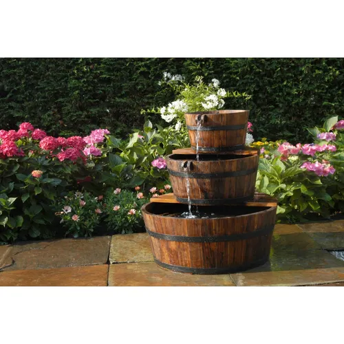 Ubbink Acqua Arte Set Edingburgh - Gartenbrunnen mit rustikalem Design, bestehend aus drei Holzfässern und einem langlebigen Innenbecken aus Kunststoff, ideal für eine stimmungsvolle Gartenatmosphäre.